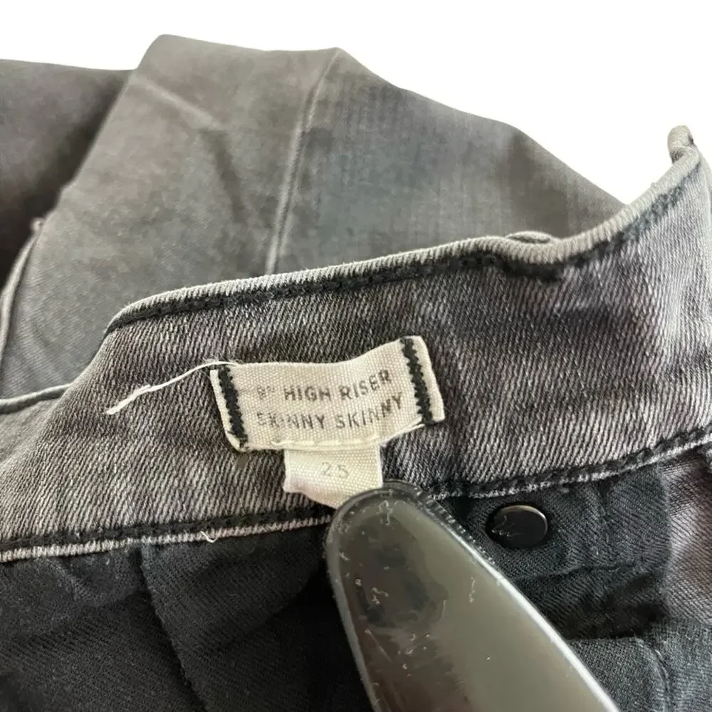MADEWELL HIGH RISER Black Gray Wash SKINNY SKINNY Zip Fly Raw Hem Jeans sz 25